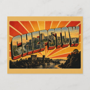 Burg Chepstow Wales Vintage Reise Kunst Postkarte