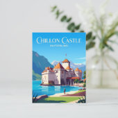 Burg Chillon Schweiz Postkarte (Stehend Vorderseite)