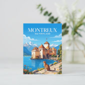 Burg Chillon Schweiz Postkarte (Stehend Vorderseite)