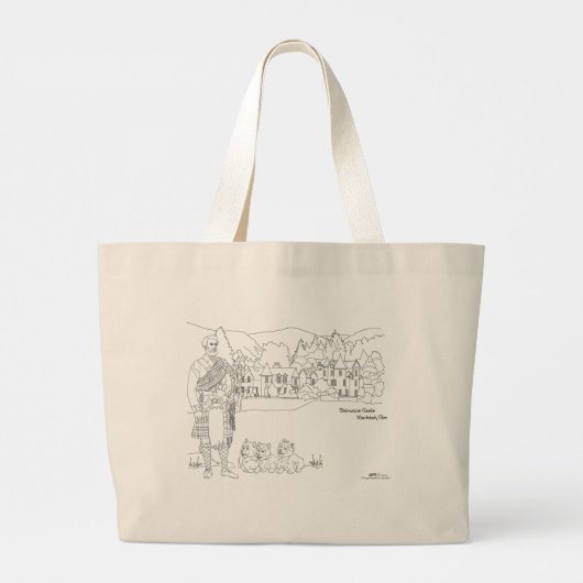 Burg Dalmunzie, Highlander, Westies Tote Bag Jumbo Stoffbeutel (Rückseite)