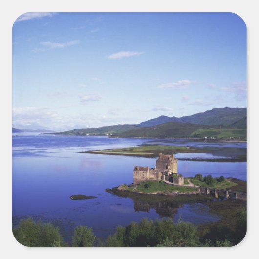 Burg Eilean Donan, Dornie, Highlands, Quadratischer Aufkleber (Vorderseite)