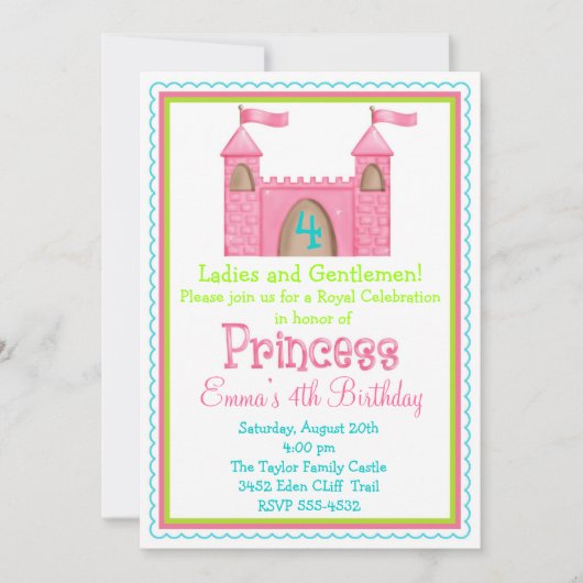 Burg Fairy Princess Einladung (Vorderseite)