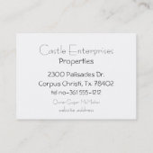 Burg Fairy Tale Visitenkarte (Rückseite)