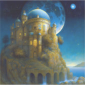 Burg Fantasy Moon Landschaft Aufkleber (Vorderseite)