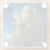 Burg Fantasy Moon Landschaft Glasuntersetzer (Rückseite)