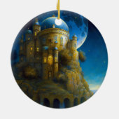Burg Fantasy Moon Landschaft Keramik Ornament (Hinten)