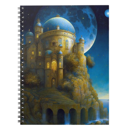 Burg Fantasy Moon Landschaft Notizblock (Vorderseite)