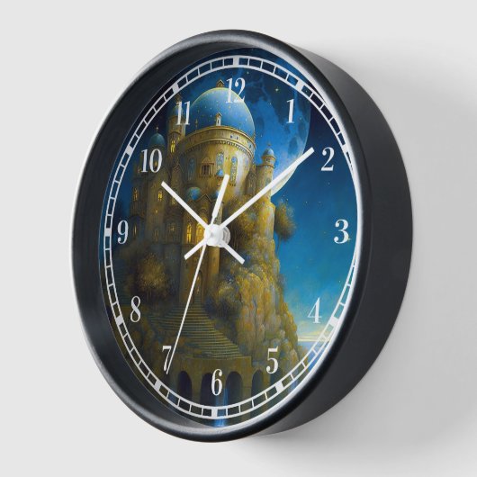 Burg Fantasy Moon Landschaft Uhr (Winkel)