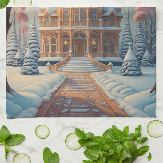 Burg Flüsterträume Geschirrtuch (Gefaltet)