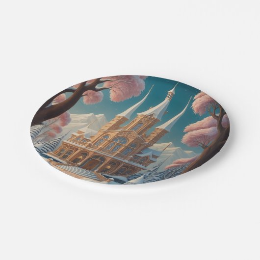 Burg Flüsterträume Pappteller (Schrägansicht)