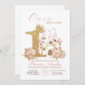 Burg Goldkronen Prinzessin 1. Geburtstag Invi Einladung (Vorne/Hinten)