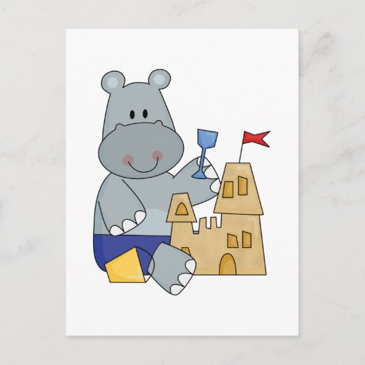 Burg Hippo Sand T - Shirt und Geschenke Postkarte (Vorderseite)