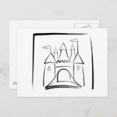 Burg Illustration mit Drawbridge Postkarte (Vorne/Hinten)
