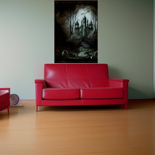 Burg im dunklen Wald | AI Art Poster