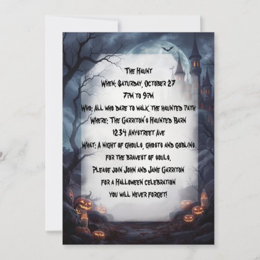 Burg im Halloween-Party Mist Einladung (Vorderseite)