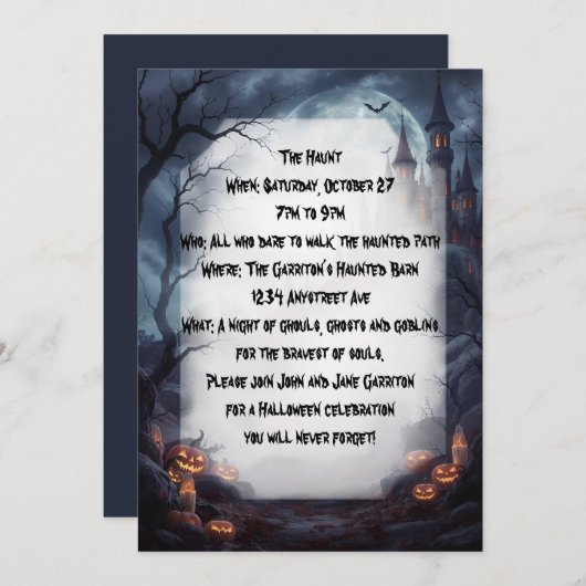 Burg im Halloween-Party Mist Einladung (Vorne/Hinten)