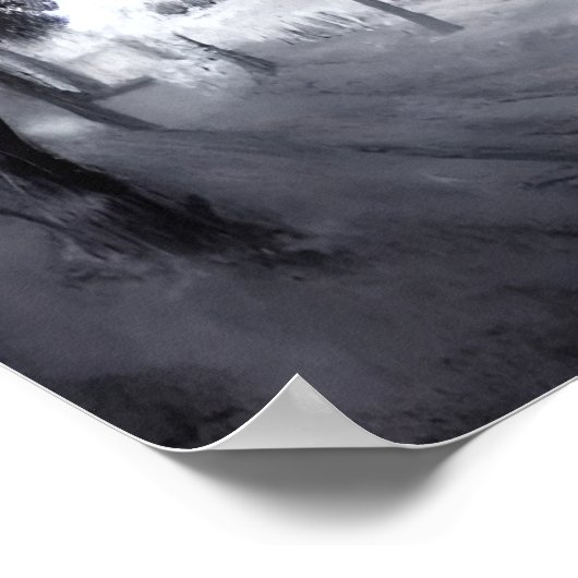 Burg im schneebedeckten Berg | AI Art Poster (Ecke)