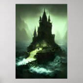 Burg im Sturmmeer | AI Art Poster (Vorne)