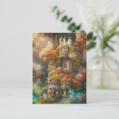 Burg im Wald, Fantasy Dschungel, Fall Postkarte (Stehend Vorderseite)
