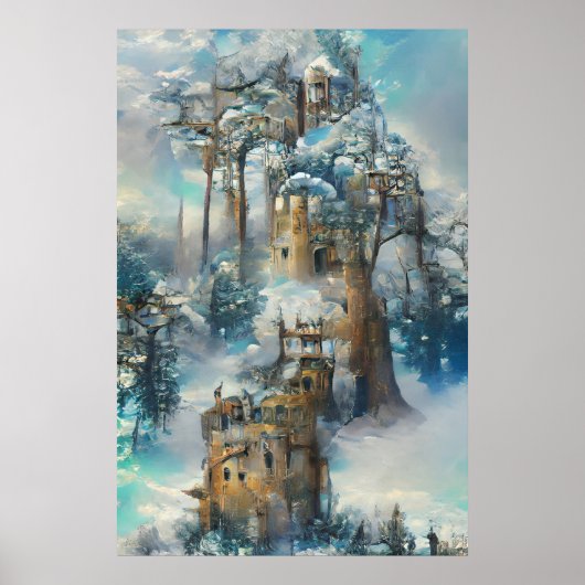Burg im Wald, Fantasy Dschungel, Zauberburg Poster (Vorne)