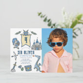 Burg Knight Dragon Mittelalterliches Foto Einladung (Stehend Vorderseite)