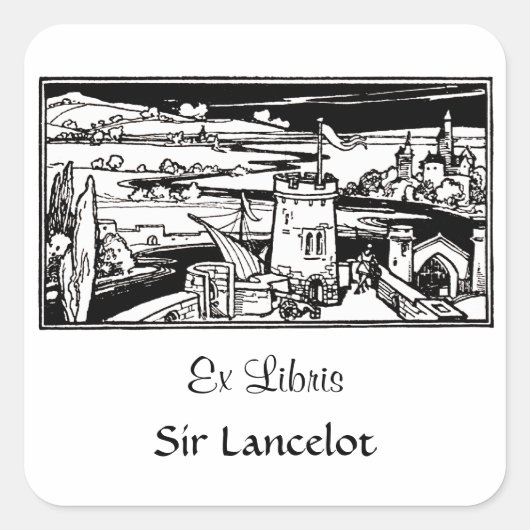 Burg Landschaft Quadratischer Aufkleber (Vorderseite)