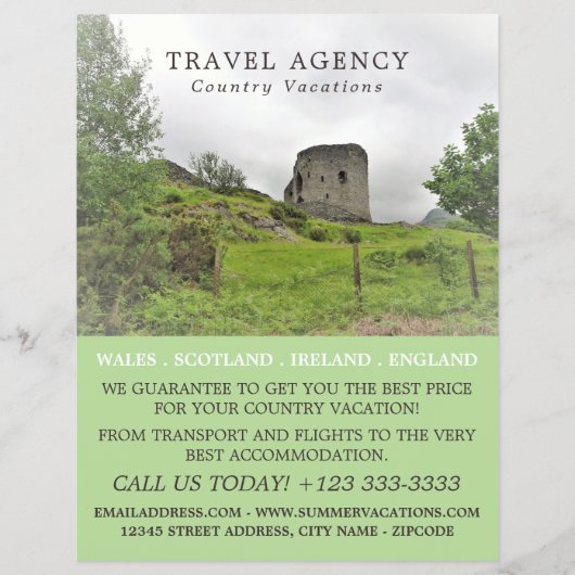 Burg Landschaft, Reiseagentur Advert Flyer (Vorne)