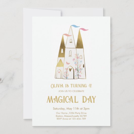 Burg Magical Day Princess Burg Einladung (Vorderseite)