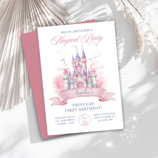 Burg Magical Princess 1. Geburtstag Einladung