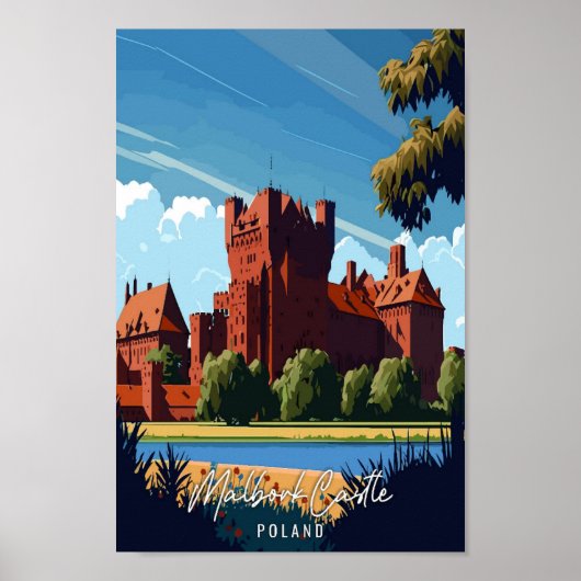 Burg Malbork Polen Vintage Reise Abbildung Poster (Vorne)