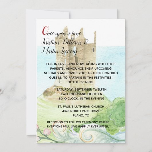 Burg Märchen Einladung zur Hochzeit (Vorderseite)