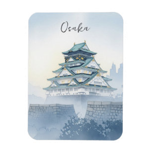 Burg Misty Osaka Japan Wasserfarbe Magnet