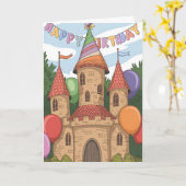 Burg mit Geburtstagshut Karte (Gelbe Blume)