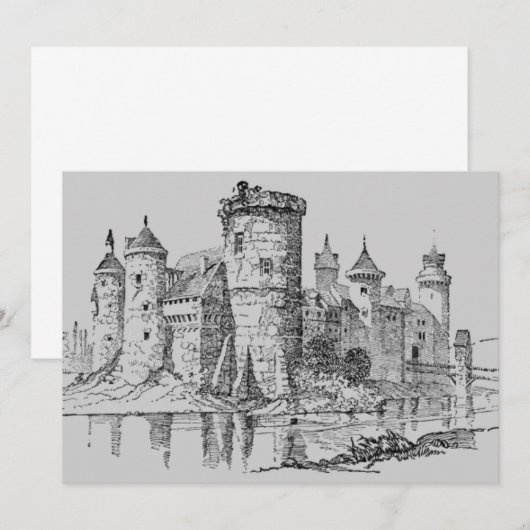 Burg Mittelalter Einladung (Vorne/Hinten)