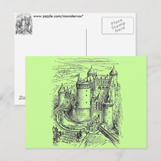 Burg Mittelalter Postkarte (Vorne/Hinten)