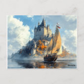 Burg Mittelalter Postkarte (Rückseite)
