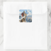 Burg Mittelalter Quadratischer Aufkleber (Tasche)