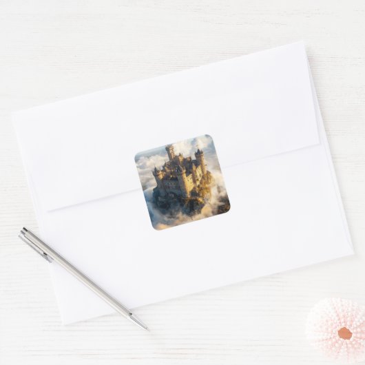 Burg Mittelalter Quadratischer Aufkleber (Umschlag)