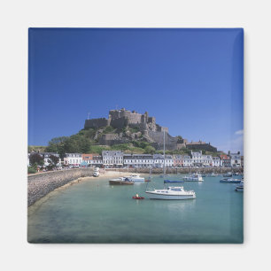 Burg Mount Orgueil und Hafen, Gorey, Jersey Magnet