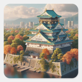Burg Osaka Burg Japan Landschaft Quadratischer Aufkleber