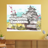 Burg Osaka Japan Aquarelle Illustration Leinwanddruck (Insitu (Wohnzimmer))