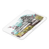 Burg Osaka Japan Aquarelle Illustration Magnet (Linke Seite)