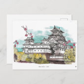 Burg Osaka Japan Aquarelle Illustration Postkarte (Vorne/Hinten)