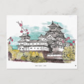 Burg Osaka Japan Aquarelle Illustration Postkarte (Vorderseite)