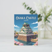 Burg Osaka Japan Postkarte (Stehend Vorderseite)