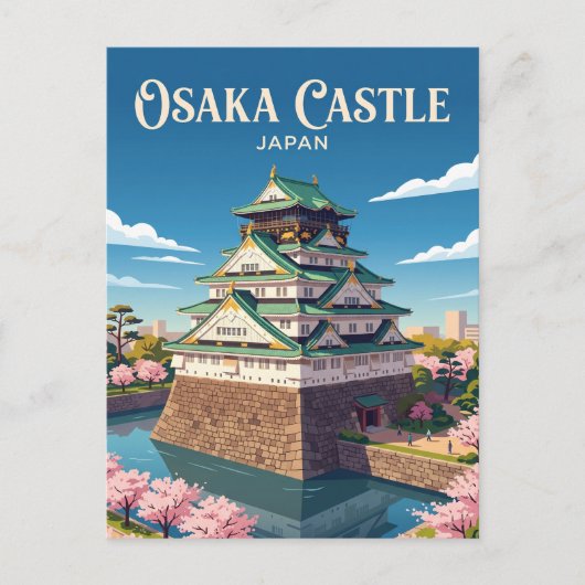Burg Osaka Japan Postkarte (Vorderseite)