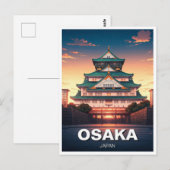 Burg Osaka Japan Sonnenuntergang Postkarte (Vorne/Hinten)