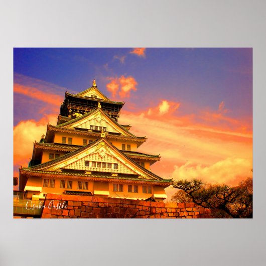 Burg Osaka (Sonnenuntergang) Poster (Vorne)