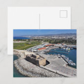 Burg Paphos und Hafen mit Leuchtturm Postkarte (Vorne/Hinten)