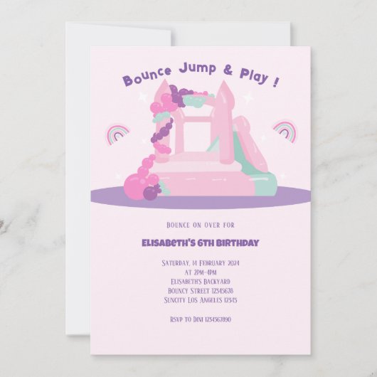 Burg Pink Bounce Einladung (Vorderseite)